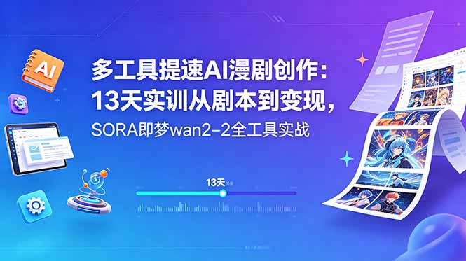 多工具提速AI漫剧创作:13天实训从剧本到变现,SORA即梦wan2-2全工具实战-极光库