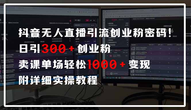 抖音无人直播引流密码！日引300+创业粉 单场轻松1000+变现 附详细实操教程-AIPOD