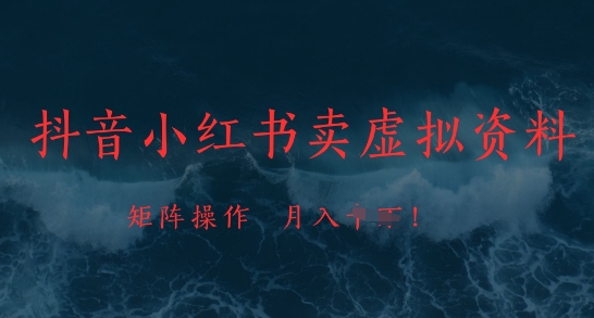 抖音小红书卖虚拟资料，市场需求一直存在，矩阵操作，月入1w+-AIPOD