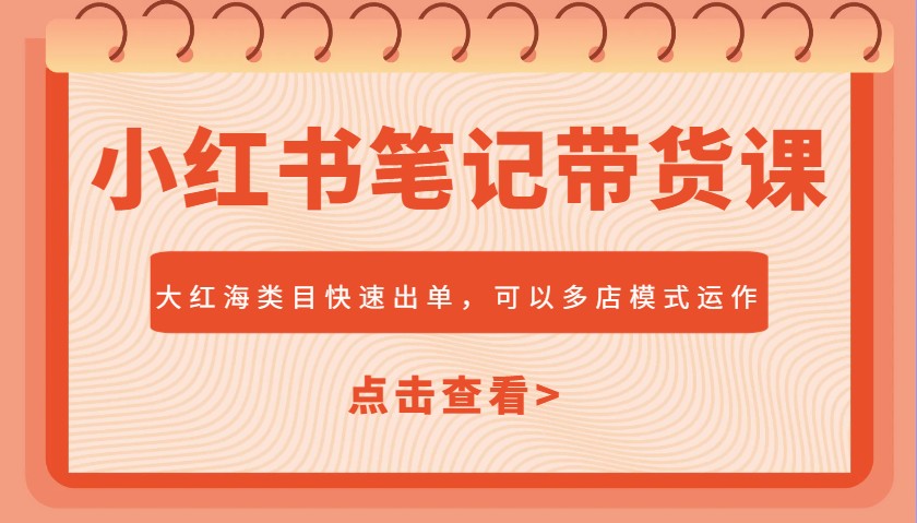 小红书笔记带货课，大红海类目快速出单，市场大，可以多店模式运作(更新)-AIPOD
