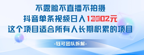 不露脸不直播不拍摄抖音单条视频日入1k+这个项目适合所有人长期积累的项目-亮剑学堂