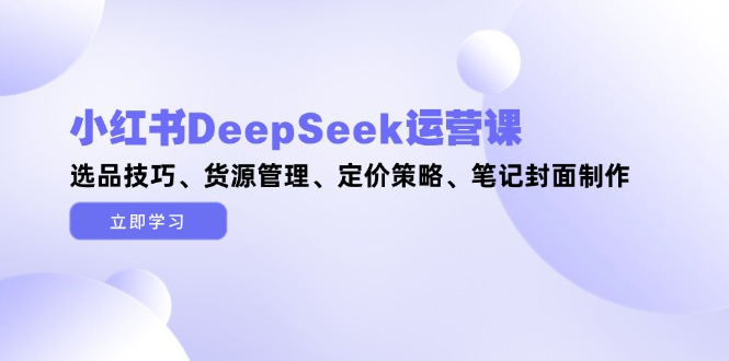 小红书DeepSeek运营课，选品技巧、货源管理、定价策略、笔记封面制作-AIPOD