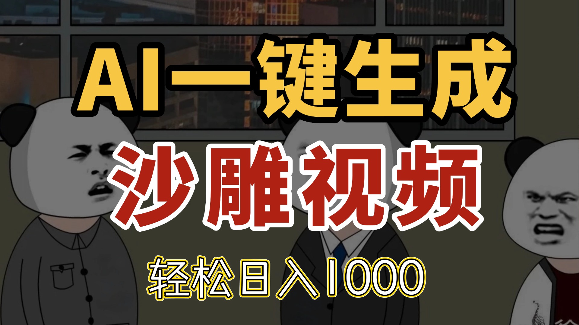 AI一键生成沙雕视频，一条视频千万播放，轻松日入1000-AIPOD