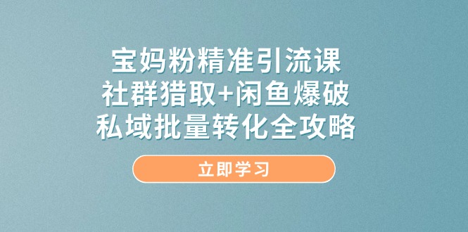 宝妈粉精准引流课，社群猎取+闲鱼爆破，私域批量转化全攻略-AIPOD