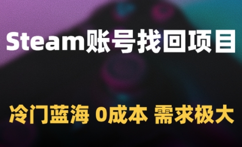 Steam账号找回项目，冷门蓝海，0成本，需求极大-亮剑学堂