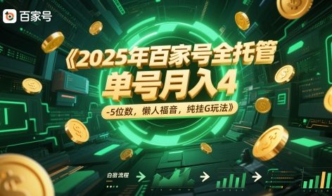 2025年百家号全托管，单号月入4-5位数，懒人福音，纯挂G玩法-亮剑学堂