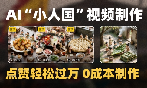 爆款1000W+播放微缩景观迷你小人国AI视频0成本制作全流程教学-亮剑学堂