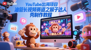 YouTube出海项目，油管长视频赛道之猴子达人秀制作教程-极光库