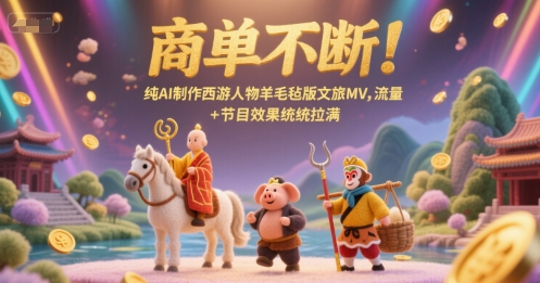 商单不断！纯AI制作西游人物羊毛毡版文旅MV，流量+节目效果统统拉满-AIPOD