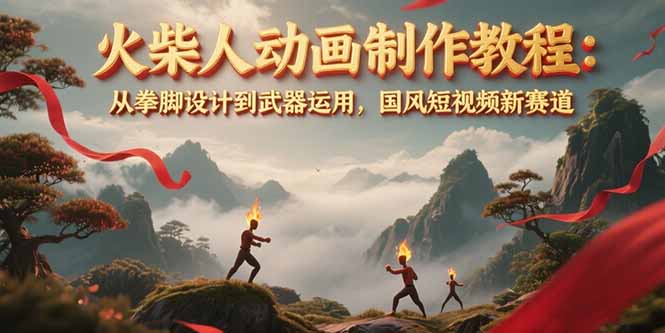 火柴人动画制作教程：从拳脚设计到武器运用，国风短视频新赛道-AIPOD