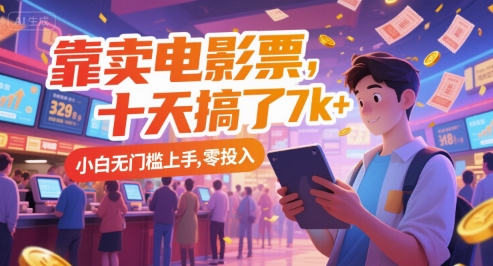 靠卖电影票，十天搞了7k+，小白无门槛上手，零投入-AIPOD