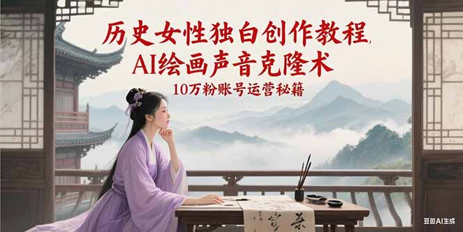 历史女性独白创作教程，AI绘画声音克隆术，10万粉账号运营秘籍-AIPOD