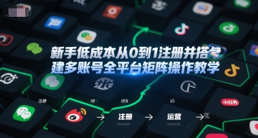 新手低成本从0到1注册并搭建多账号全平台矩阵操作教学，手机号-邮箱-IP-工具-AIPOD