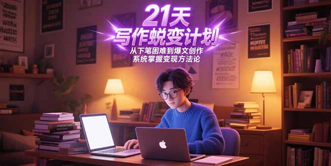 21天写作蜕变计划，从下笔困难到爆文创作，系统掌握变现方法论-AIPOD