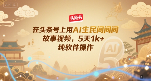 在头条号上用AI生民间故事视频，5天1k+，纯软件操作-AIPOD