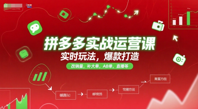 拼多多实战运营课，实时玩法，爆款打造，改销量，补大单，AB单，直播等（更新2025月）-AIPOD