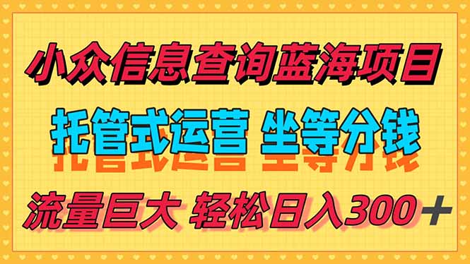 稳定日入300＋，小众信息查询蓝海项目，全程懒人式托管，解放你的时间-AIPOD