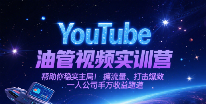 YouTube油管视频实训营，帮助你稳入局、搞流量、打爆款，一人公司千万收益赛道-AIPOD