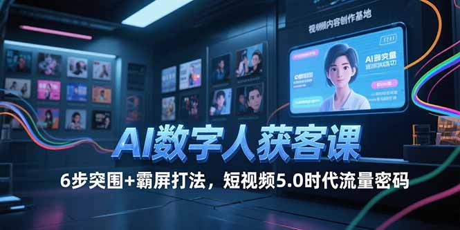 AI数字人获客课，6步突围+霸屏打法，短视频5.0时代流量密码-AIPOD