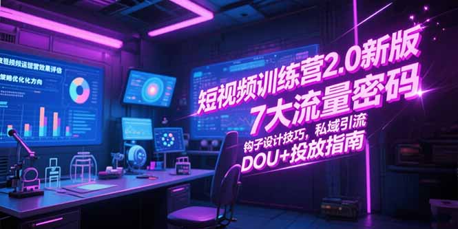 短视频训练营2.0新版，7大流量密码/钩子设计技巧/私域引流/DOU+投放指南-AIPOD