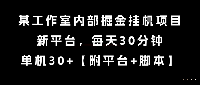 某工作室内部掘金挂G项目，新平台，每天30分钟，单机30+-AIPOD