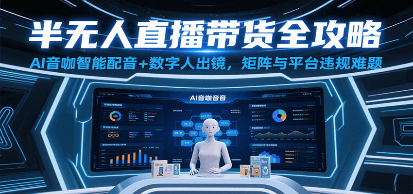 半无人直播带货全攻略：AI音咖智能配音+数字人出镜，解决账号矩阵与平台违规难题-AIPOD