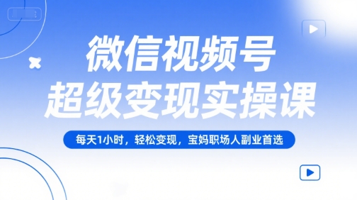 微信视频号超级变现实操课，每天1小时，轻松变现，宝妈职场人副业首选-AIPOD
