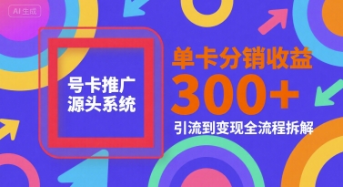 号卡推广源头系统，单卡分销收益3张+，引流到变现全流程拆解-AIPOD