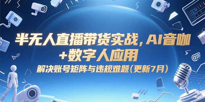 半无人直播带货实战，AI音咖+数字人应用 解决账号矩阵与违规难题(更新7月)-AIPOD