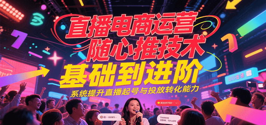 直播电商运营随心推投放技术基础到进阶，系统提升直播起号与投放转化能力-AIPOD