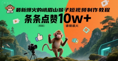 最新爆火的峨眉山猴子短视频制作教程，条条点赞10w+，谁做谁火【教程+提示词】-AIPOD