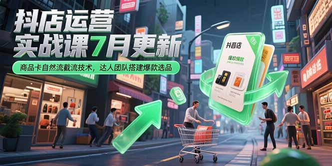 抖店运营实战课7月更新，商品卡自然流截流技术，达人团队搭建爆款选品-AIPOD
