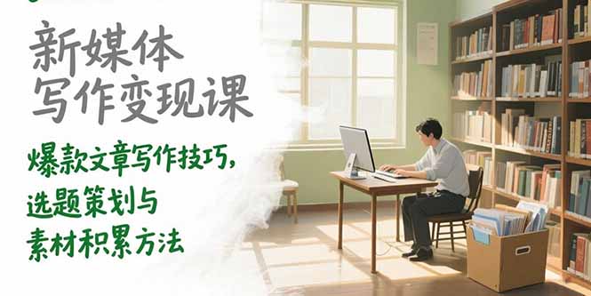 新媒体写作变现课，爆款文章写作技巧，选题策划与素材积累方法-AIPOD
