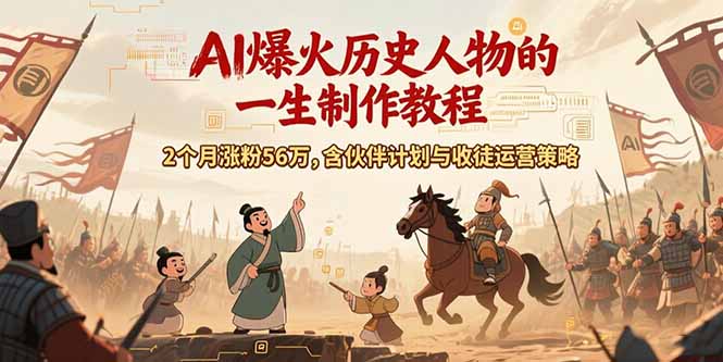 AI历史人物赛道课程，2个月涨粉56万，含伙伴计划与收徒运营策略-AIPOD