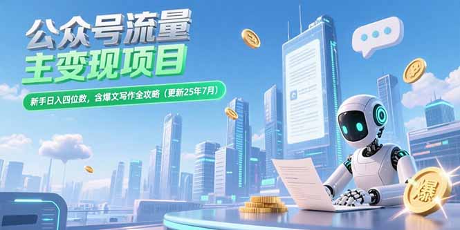 公众号流量主变现项目，新手日入四位数，含爆文写作全攻略(更新25年7月)-AIPOD