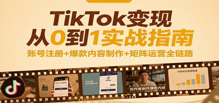 TikTok变现从0到1实战指南：账号注册+爆款内容制作+矩阵运营全链路-AIPOD