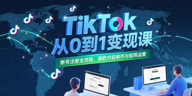 TikTok从0到1变现课，账号注册全流程，爆款内容制作与矩阵运营-AIPOD