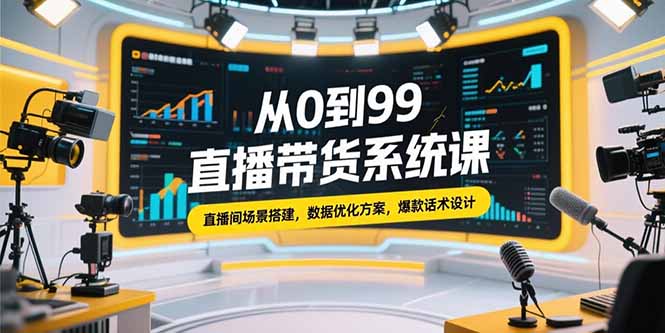 从0到99直播带货系统课，直播间场景搭建，数据优化方案，爆款话术设计-AIPOD