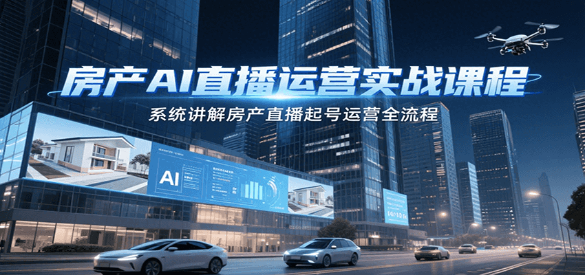 房产AI直播运营实战课程，系统讲解房产直播起号运营全流程-AIPOD