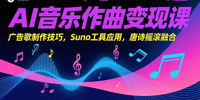 AI音乐作曲变现课，广告歌制作技巧，Suno工具应用，唐诗摇滚融合-AIPOD