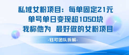 私域女粉项目：每单固定21块，单日变现超1k+，最好做的女粉项目-AIPOD