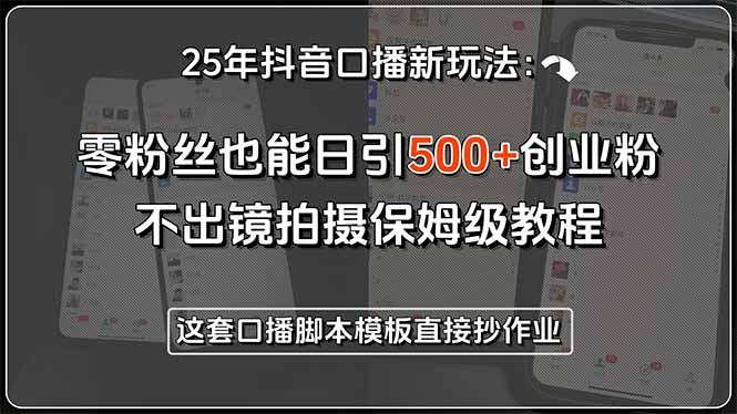 25年抖音口播新玩法：零粉丝也能日引500+创业粉，不出镜拍摄保姆级教程…-AIPOD