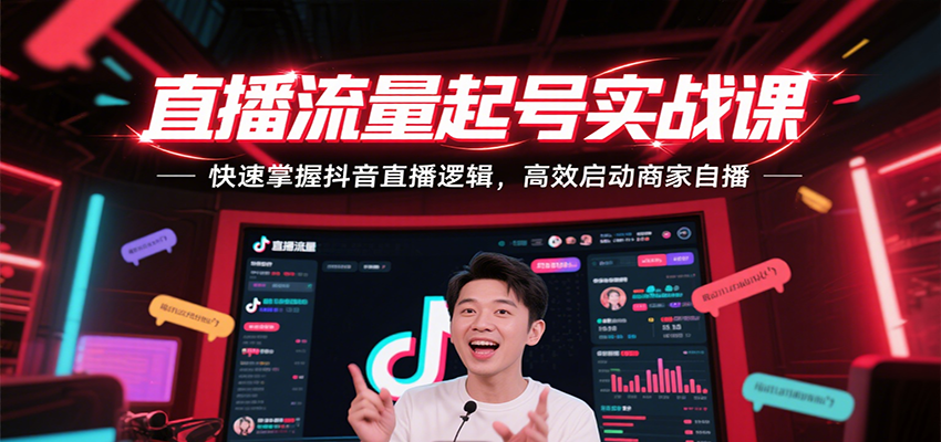 直播流量起号实战课，快速掌握抖音直播逻辑，高效启动商家自播-AIPOD
