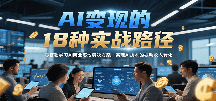 AI变现的18种实战路径，零基础学习AI商业落地解决方案，实现AI技术的被动收入转化-AIPOD