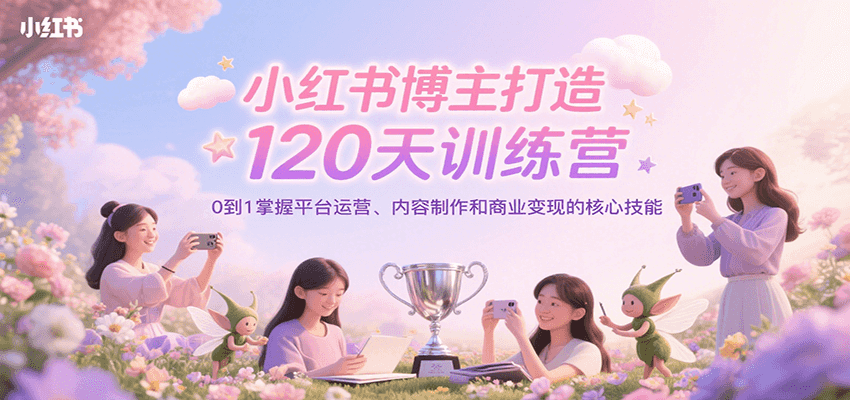 小红书博主打造120天训练营，0到1掌握平台运营、内容制作和商业变现-AIPOD