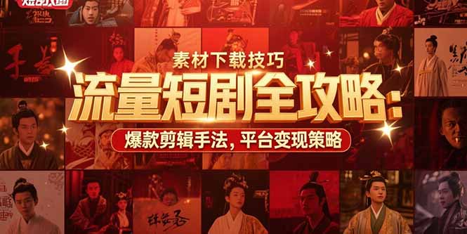 流量短剧全攻略：素材下载技巧，爆款剪辑手法，平台变现策略-AIPOD