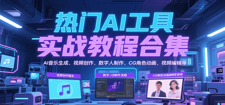热门AI工具实战教程合集，AI音乐生成、视频创作、数字人制作、CG角色动画、视频编辑等-AIPOD