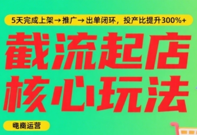 淘宝截流快速起店玩法，掌握暴力快速起店的流程，5天完成上架-推广-出单闭环-AIPOD