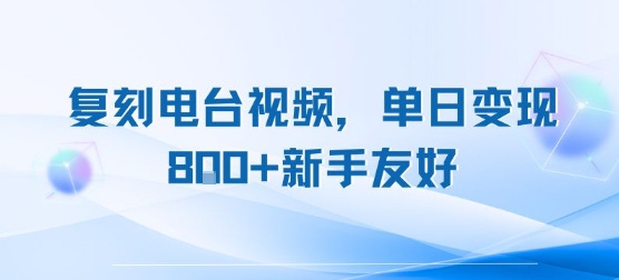 复刻电台视频，单日变现8张+新手友好，长期可做-AIPOD