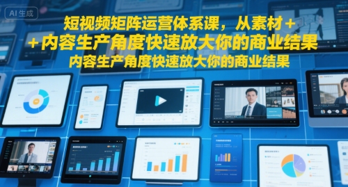 短视频矩阵运营体系课，从素材+内容生产角度快速放大你的商业结果-AIPOD